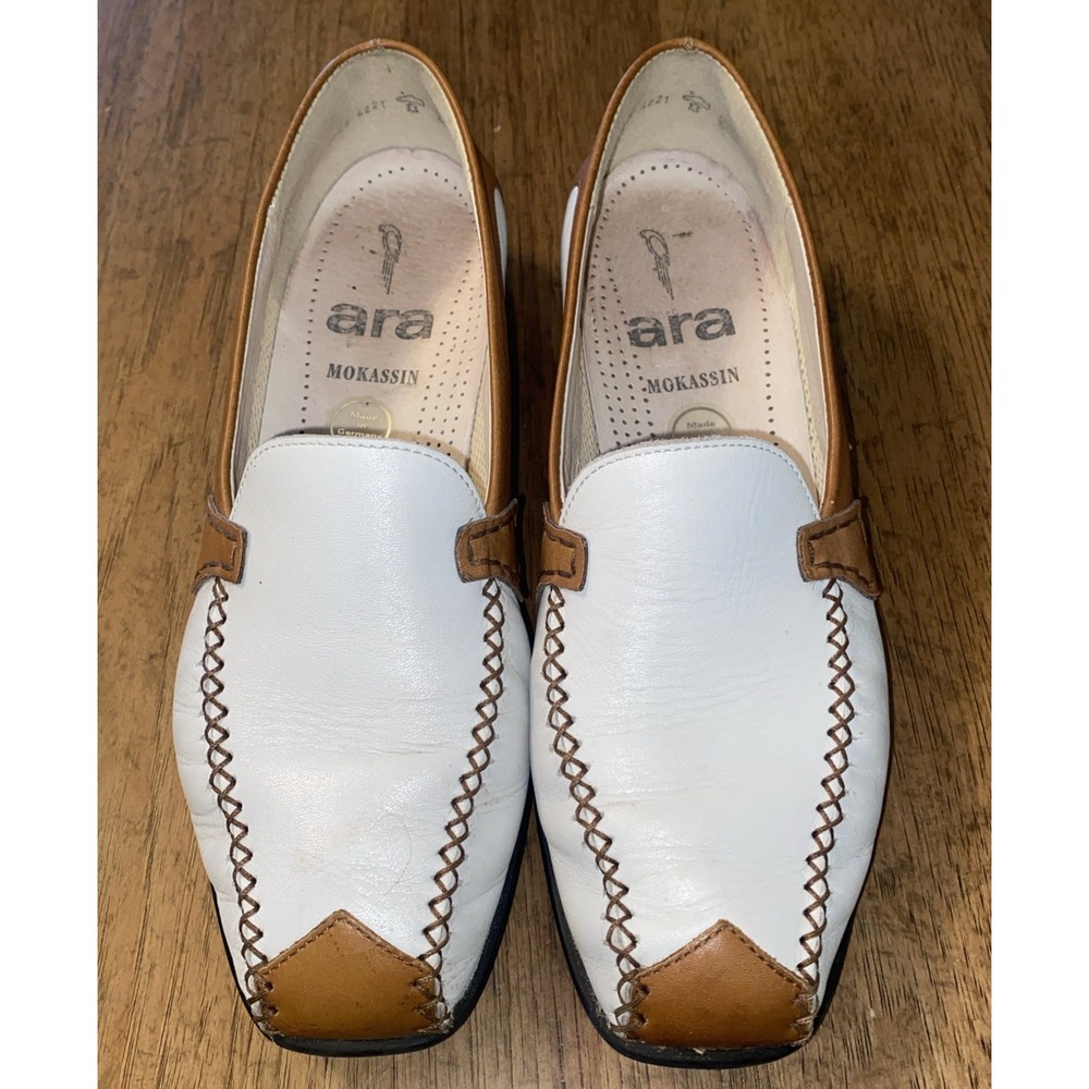 Leather Hand Stitched ARA MOCCASINS Made In Germany Driving Loafers Mens 5.5